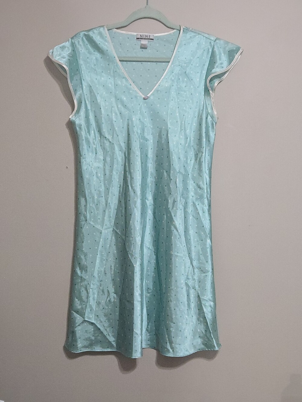 Nine & Co. Chemise Nightgown - Polka Dots - Light Blue / Teal - Size M